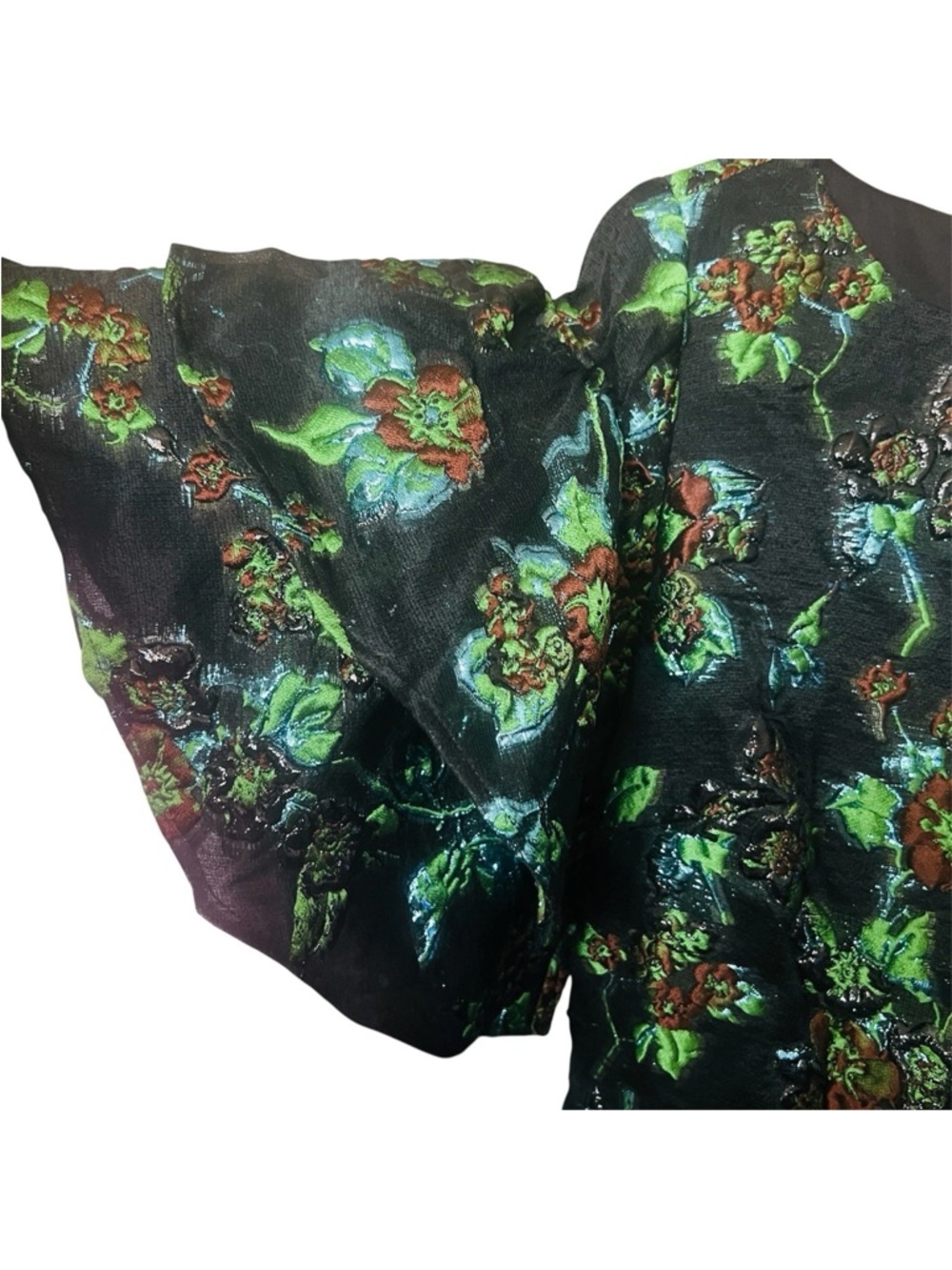 Badgley Mischka Metallic Floral Whimsygoth Party Cocktail Mini Dress SZ 4 Blk - Picture 3 of 8